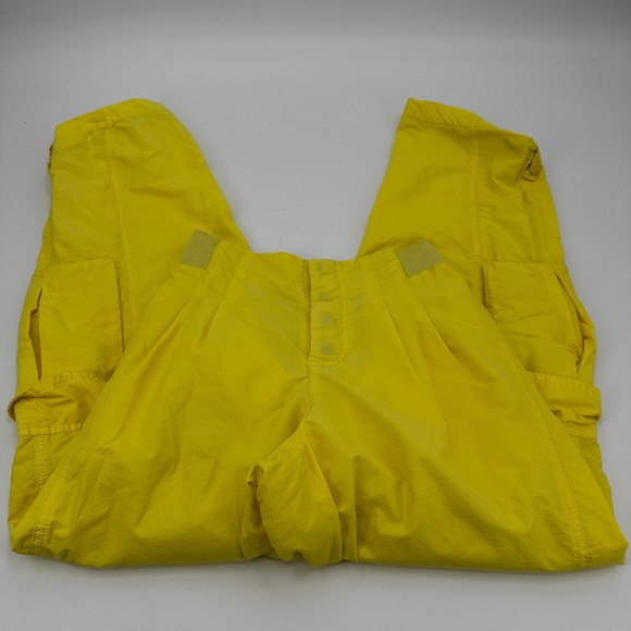 Free People Movement Yellow Cargo Y2K Pants High Waist Button Fly Cropped Leg XS - Picture 2 of 10